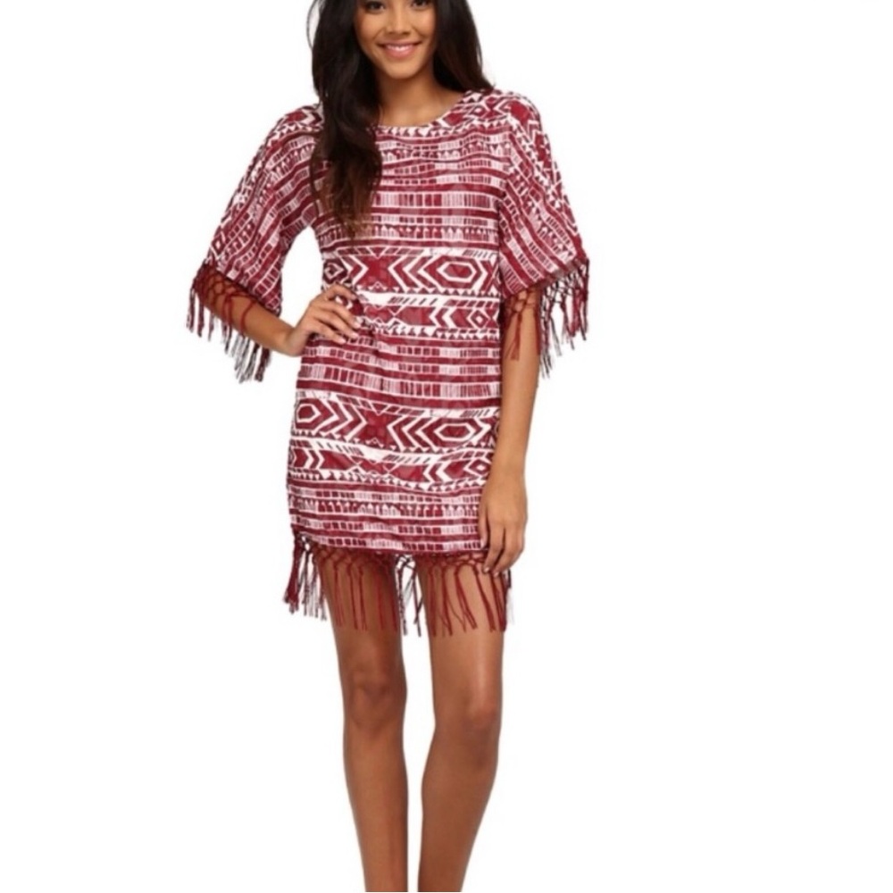 Sam Edelman Fringe Shift Dress Sz Small Boho Western Festival Tassel NWT